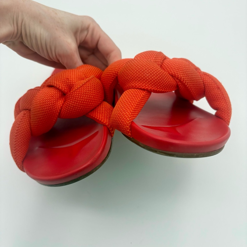 Rothy's Braided Strap Slide Sandals in Coral Orange - Picture 7 of 9